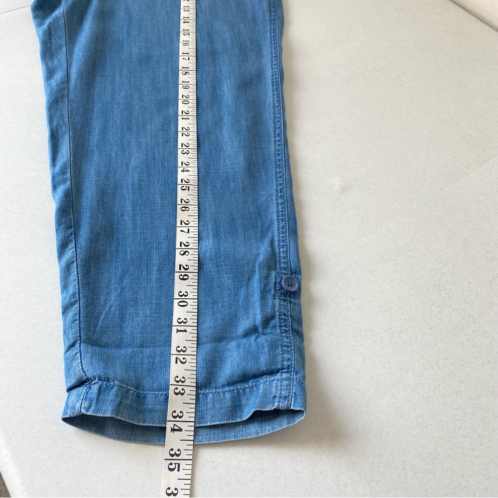 Talbots Women 12P Chambray Pants Summer Twill Slim Leg Rolled Hem - Picture 15 of 16